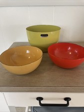 RARE KAJ Franck Lauffer Enamel Bowl Set 3 Wonderful Condition Great MCM Colors picture