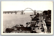 Newport Oregon Coast RPPC Yaquina Bay Bridge 1946 Photo Postcard OR picture