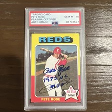 1975 Topps - Pete Rose #320 DNA Certified Authentic Auto GEM MT 10 picture