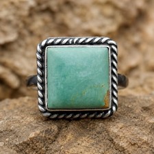 Native American Kingman Turquoise Ring Sterling Silver Signed J Dixon Adj 7-12 picture