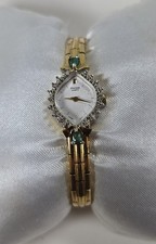 Vintage Pulsar Watch Women Diamond Emerald Gold Tone Oval Dial New Battery picture