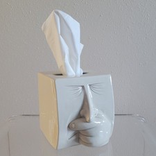 Vintage Fitz & Floyd Great Faces Ceramic Sneezing Man Tissue Box Cover Japan 80s picture