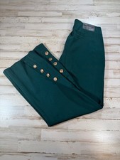 Dear Scarlett Women's Teal Ankle-Length Pants with Gold Button Detail, New with picture