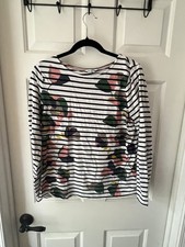 Boden Women’s Breton Stripe Long Sleeve Top US 12 Floral Navy White 100% Cotton picture