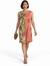Hilo Hattie Coral Pink Hibiscus Shift Dress Size S Hawaiian Resort picture