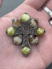 Vintage Miracle Celtic Maltese Cross Brooch Pendant Signed picture
