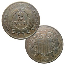 1865 Two Cent Piece Circulated Condition picture