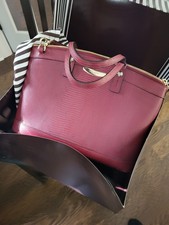 Henri Bendel Burgundy Lizard Embossed Leather Satchel Tote w/ Box & Dust Bag picture