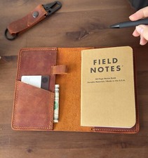 Handmade Refillable Notebook Case - Personalized Field Notes Leather Cover picture