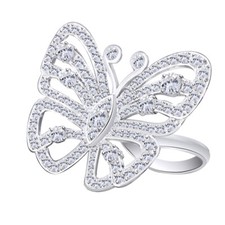 Butterfly Ring Brilliant Cut Simulated Diamond Sterling Silver 925 picture