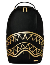 Sprayground Metallic GOLD FANG Backpack🔥New Black Bookbag Large School Bag picture