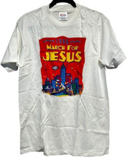VTG single stitch 1996 Global March for Jesus White Adult Hanes Tee Shirt size M picture