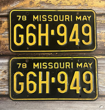 1978 Missouri Automobile License Plate Matched Pair / Set G6H-949 picture