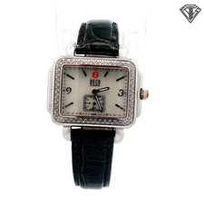 Pre-Loved Michele Deco Diamond Bezel with Leather Band and Mother of Pearl Dial picture
