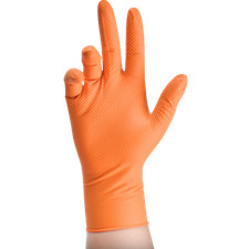 Black/Orange Nitrile Disposable Gloves 6 Mil Raised Diamond Texture | Fast picture