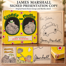 James Marshall Signed George & Martha Hand Drawn Hippo Sketch Inscribed picture