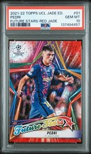 Pedri 2021-22 Topps UCL Jade Ed Future Stars Red Jade PSA 10 #2/5 picture