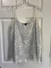 Maurices Camisole Tank Top Floral Lace Overlay Ivory Blue Striped Women's XL picture