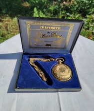 Vintage Dufonte Lucien Piccard Swiss Quartz Pocket Watch Chain Box NOT RUNNING picture