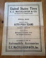 RARE 1916 Manila Carnival Auto Polo Official Rules Program E.C. McCullough Ford picture