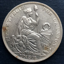 🇵🇪🇵🇪🇵🇪 PERU 1915 F.G  UN SOL COIN 🇵🇪🇵🇪🇵🇪 picture