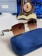 Gucci GG1223S Unisex Square Sunglasses 60‑14‑145 Gold Frame Brown Gradient picture