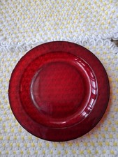 Set Of 12 Vintage  Luminarc Arcoroc Glass Ruby Red Plates France picture