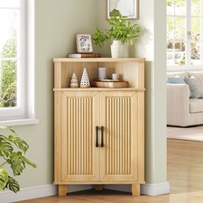 HOOBRO Small Corner Cabinet Side Storage Organizer Standing Corner Cabinet picture
