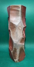 Vtg Bizen Flower Vessel with Shaved Surface Rustic Wood-Fired Coloration 13.5
