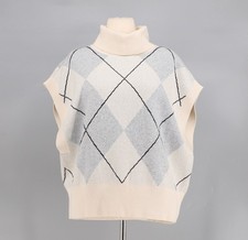 NWT LOFT Cream Turtleneck Argyle Sweater Shell Size XXL picture