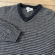 VTG J. Crew Oarsman Sweater Linen Wool Knit Brown Striped Size XL Preppy picture