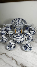 Blue Danube Floral Porcelain Lot - mugs, pitchers, server, plates, platter picture