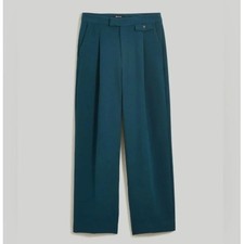 MADEWELL Rosedale High Rise Pleated Wide Leg Trousers Spruce Green Sz 4 picture