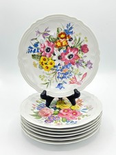 Rochard Limoges France Floral China 7.25” Appetizer Dessert Plates Set of 7 picture
