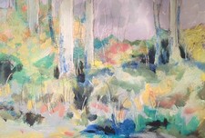 ORIGINAL acrylic abstract landscape on paper OOAK 5x7