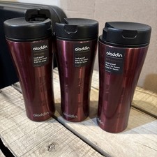 3 Vintage Aladdin Cafe’ Collection 16oz Etched Aluminum Leak Proof Tumbler NOS picture