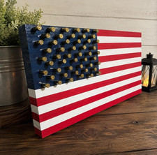 American Flag Rustic Wooden - 9mm shell for the stars 18.5 inches by 9.5 inches picture
