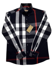 Authentic Burberry London Shirt Mens 2XL XXL Black White Red Plaid Brand New picture