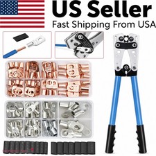 140PCS Copper Lugs Ring Terminals Bare Battery Welding Crimp Wire Connectors Kit picture