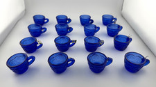 Vintage 16 miniature cobalt blue glass cups Excellent condition  picture