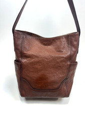 FRYE Women's Leather Side Pocket Hobo Shoulder Bag Brown picture