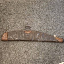 Vintage J.M. Bucheimer Brown Leather Gun Case Leopard Lining 48
