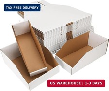 EXYGLO Cardboard Storage Bins Assorted Mixed 12x4/6/8x4.5 Inches, White picture