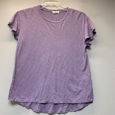 t.la Anthropologie T-Shirt Womens XS Lavender Excellent Flutter Sleeve High-Low picture
