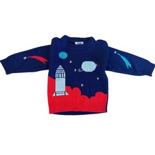 Vintage Children's Space Rocket Ship Nasa Planet Saturn Shooting Star 4T Navy picture