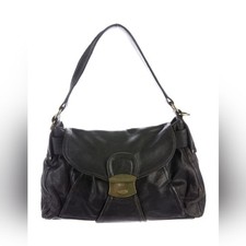 Kooba Vintage Black Leather w Brass Hardware Handbag Rare picture