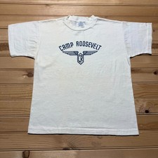 Vintage 60s Camp Roosevelt CR Winged Logo Graphic T-Shirt Youth Large (14-16) picture