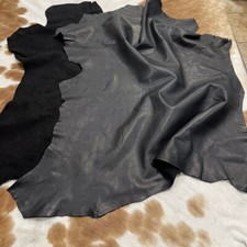 Avetco Premium Goatskin Nappa Soft Double-Sided Leather Hide Black 2oz Thickness picture