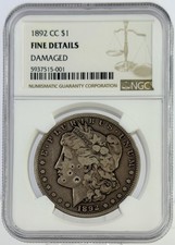 1892 CC Morgan Silver Dollar NGC Fine Details Better Date Carson City 90% Silver picture