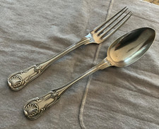 Antique French PUIFORCAT Sterling SIlver Fork & Spoon Coquille Flatware 189 Gr picture